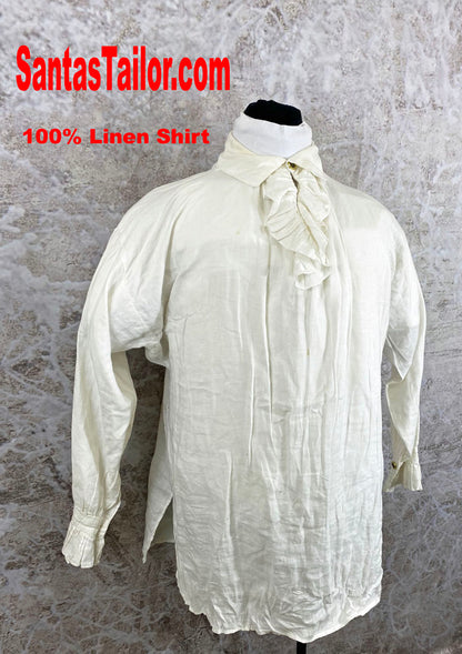 100% Linen Shirt with Ruffles on Front & Cuffs